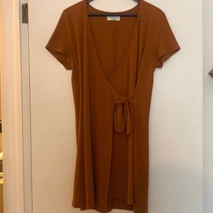 Madewell Texture & Thread  Short-Sleeve Side-Tie Dress - Carmel Color
